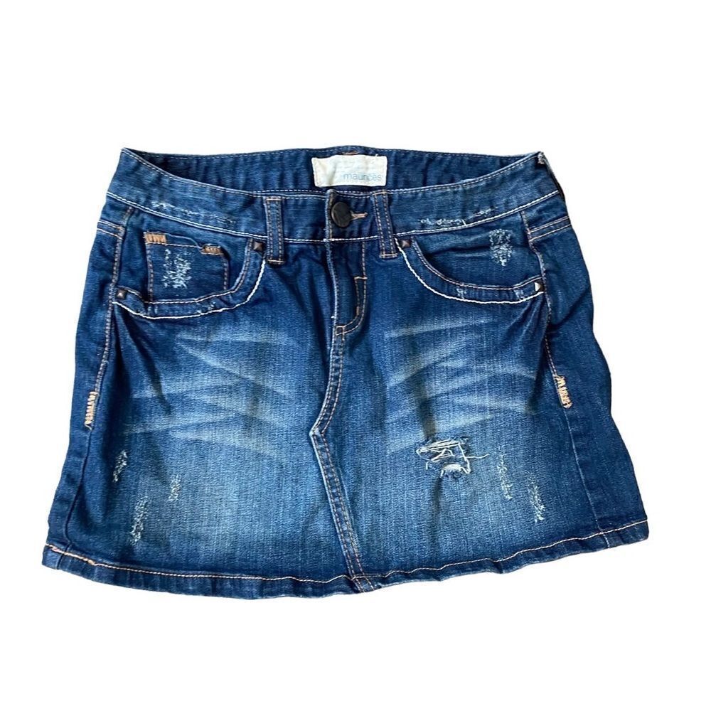 Maurices Denim Mini Skirt Distressed Ripped Y2K 2
